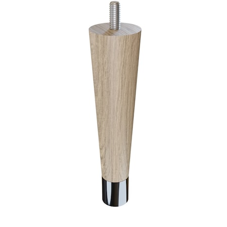 6 Round Tapered Leg With Bolt And 1 Chrome Ferrule - White Oak With Semi-Gloss Clear Coat Finish